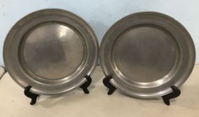 Pair of Antique American Pewter Chargers