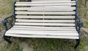 Outdoor Wood and Iron Bench