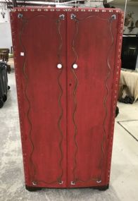 Austinsuite English Red Painted Double Door Wardrobe
