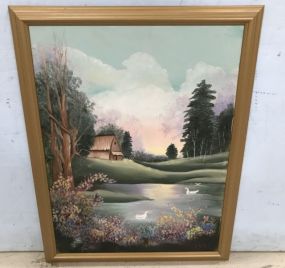 Landscape Barn Painting by IVEY