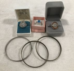 Three Cocktail Rings and Three Bracelets