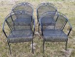 Four Wrought Iron Patio Arm Chairs