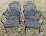 Four Wrought Iron Patio Arm Chairs