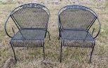 Pair of Wrought Iron Patio Arm Chairs