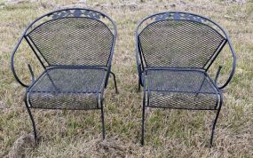 Pair of Wrought Iron Patio Arm Chairs