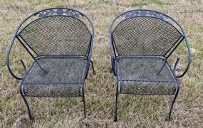 Pair of Wrought Iron Patio Arm Chairs