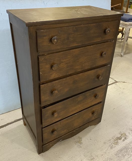 0676 Vintage Dark Finish Chest of Drawers - New Years Online Auction 2021