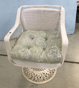 White Painted Woven Style Arm Chair
