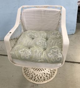White Painted Woven Style Arm Chair