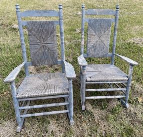 Pair of Wood Patio Rocking Chairs