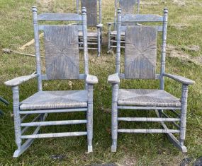 Pair of Wood Patio Rocking Chairs