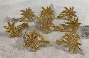 8 Gold Palm Napkin Rings