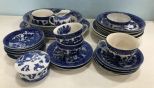 Collection of Blue and White Willow Ware