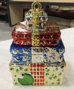 Allure Ceramic Christmas Present Cookie Jar