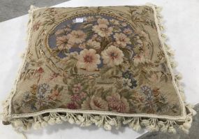 Large Needle Point Floral Throw Pillow