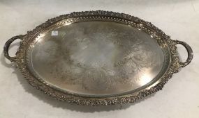 Large Oval Silver Plate Serving Tray
