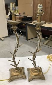 Pair of Decorative Gold Gilt Vine Style Lamps