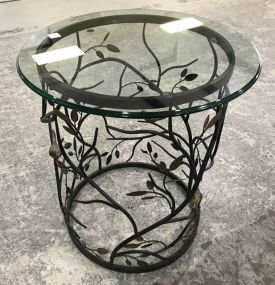 Modern Metal Cylinder Glass Table