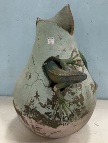 Large Mexican Terra Cotta Lizard Vase