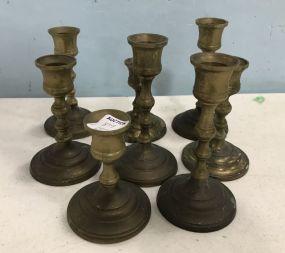 8 Small Brass Candle Sticks