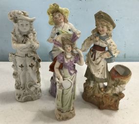 Four Bisque Porcelain Lady Figurines