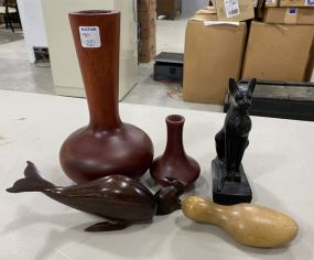 Wood Animals Figures, Vases, and Baby Shoe Stretcher