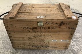 Hand Made Wood Crate with Parachute Inside