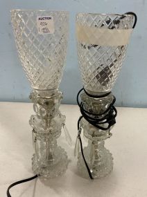 Pair of Pressed Glass Lamps
