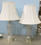 Pair of Pressed Glass Urn Lamps