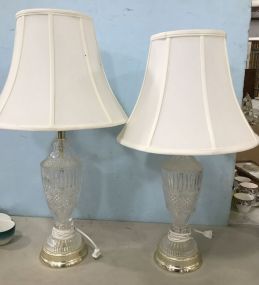 Pair of Pressed Glass Urn Lamps