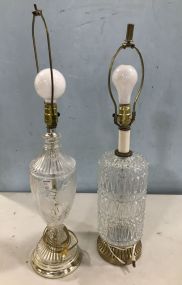 Two Pressed Glass Vase Lamps
