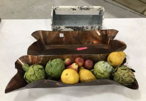 Pair of Copper Planters and Modern Tin Carrying Box