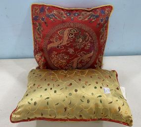Chinese Silk Pillow and T J Max Gold Throw Pillow