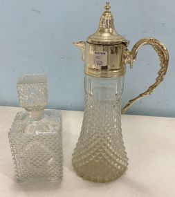 Pressed Glass Pitcher and Decanter