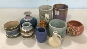 Group of Stoneware Pottery Mugs and Vases
