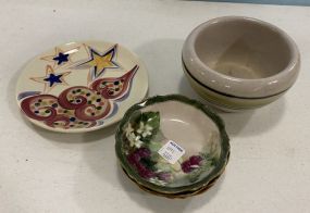 Gail Pittman Plate, 3 Royal Porcelain Berry Bowl, and Stoneware Bowl