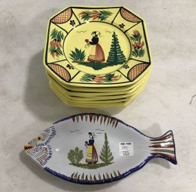 Quimper France Hand Painted Plates