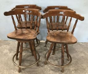 Four Vintage Spindle Back Bar Stools