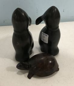 Modern Wood Rabbits and Turtle
