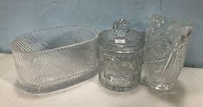 Four Clear Glass Serving Pieces