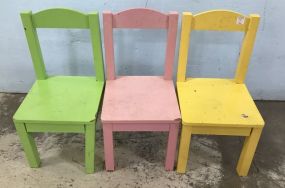 Three Childs Painted Chairs
