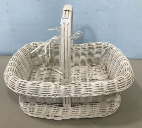 White Wicker Carrying Basket