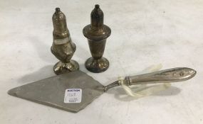 Weighted Sterling Shakers and Sterling Handle Pie Server