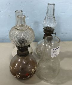 Three Vintage Glass Mini Oil Lamps