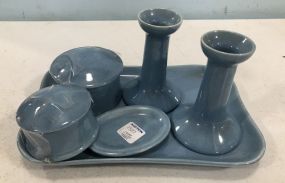 Blue Pottery Dresser Set