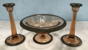 Amber Glass Console Set