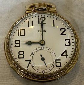 1951 Elgin 17 Jewels 10K Gold Rolled Plate Pocket Watch