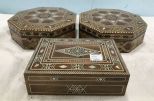 Three Syrian Inlaid Mother of Pearl Boxes