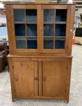 1800's New England Primitive Style Step Back Cabinet