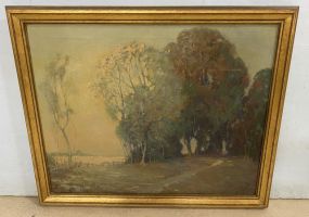 Antique Landscape Painting on Canvas